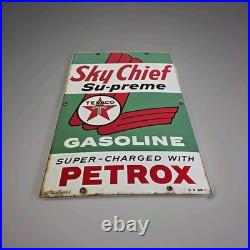 Vintage 18 Original Texaco Sky Chief Su-Preme Petrox Porcelain Gas Pump Plate