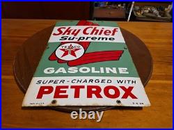 Vintage 18 Original Texaco Sky Chief Su-Preme Petrox Porcelain Gas Pump Plate