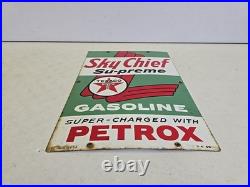 Vintage 18 Original Texaco Sky Chief Su-Preme Petrox Porcelain Gas Pump Plate