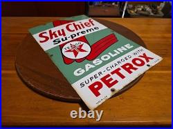 Vintage 18 Original Texaco Sky Chief Su-Preme Petrox Porcelain Gas Pump Plate
