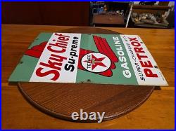 Vintage 18 Original Texaco Sky Chief Su-Preme Petrox Porcelain Gas Pump Plate