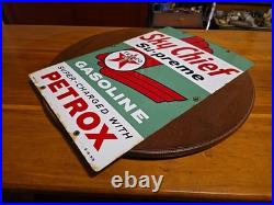 Vintage 18 Original Texaco Sky Chief Su-Preme Petrox Porcelain Gas Pump Plate