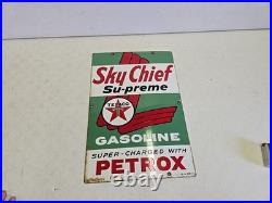 Vintage 18 Original Texaco Sky Chief Su-Preme Petrox Porcelain Gas Pump Plate