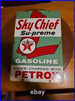 Vintage 18 Original Texaco Sky Chief Su-Preme Petrox Porcelain Gas Pump Plate