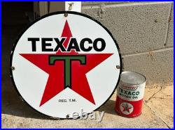 Vintage 1930 Texaco Gasoline Porcelain Delaer Sign (15 Inch) Rare Size