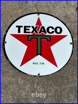 Vintage 1930 Texaco Gasoline Porcelain Delaer Sign (15 Inch) Rare Size