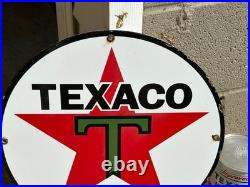 Vintage 1930 Texaco Gasoline Porcelain Delaer Sign (15 Inch) Rare Size