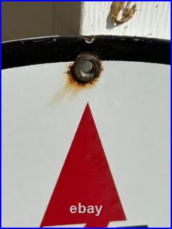 Vintage 1930 Texaco Gasoline Porcelain Delaer Sign (15 Inch) Rare Size