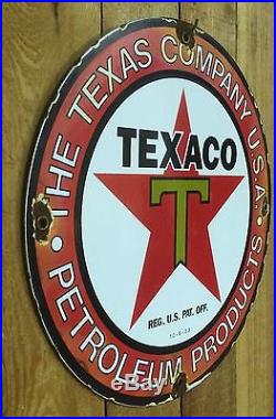 Vintage 1933 Texaco Gasoline Porcelain Sign Oil Gas Pump Lubester Rack Plate