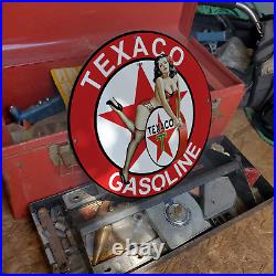 Vintage 1934 Texaco Gasoline Motor Engine Fuel Porcelain Gas & Oil Pump Sign