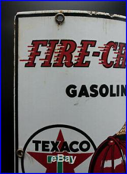 Vintage 1940 FIRE CHIEF Gasoline TEXACO CURVED Porcelain Gas Pump Sign
