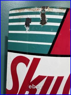 Vintage 1940 Original Texaco Sky Chief Gasoline Porcelain Curved Pump Plate Sign