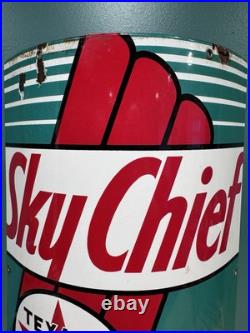 Vintage 1940 Original Texaco Sky Chief Gasoline Porcelain Curved Pump Plate Sign