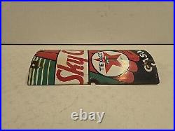 Vintage 1940 Original Texaco Sky Chief Gasoline Porcelain Curved Pump Plate Sign Vintage 1940 Original Texaco Sky Chief Gasoline Porcelain Curved Pump Plate Sign
