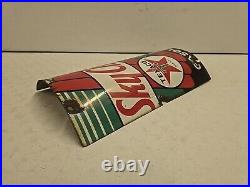 Vintage 1940 Original Texaco Sky Chief Gasoline Porcelain Curved Pump Plate Sign Vintage 1940 Original Texaco Sky Chief Gasoline Porcelain Curved Pump Plate Sign