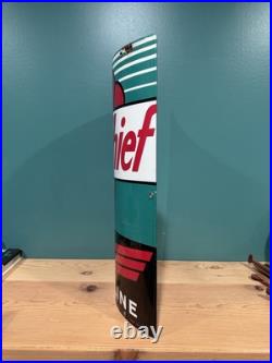 Vintage 1940 Original Texaco Sky Chief Gasoline Porcelain Curved Pump Plate Sign