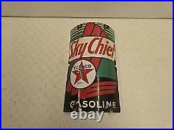 Vintage 1940 Original Texaco Sky Chief Gasoline Porcelain Curved Pump Plate Sign Vintage 1940 Original Texaco Sky Chief Gasoline Porcelain Curved Pump Plate Sign