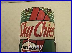 Vintage 1940 Original Texaco Sky Chief Gasoline Porcelain Curved Pump Plate Sign Vintage 1940 Original Texaco Sky Chief Gasoline Porcelain Curved Pump Plate Sign