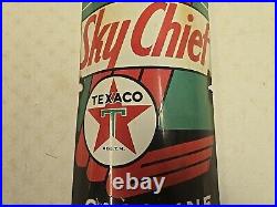 Vintage 1940 Original Texaco Sky Chief Gasoline Porcelain Curved Pump Plate Sign Vintage 1940 Original Texaco Sky Chief Gasoline Porcelain Curved Pump Plate Sign