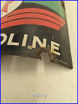 Vintage 1940 Original Texaco Sky Chief Gasoline Porcelain Curved Pump Plate Sign Vintage 1940 Original Texaco Sky Chief Gasoline Porcelain Curved Pump Plate Sign