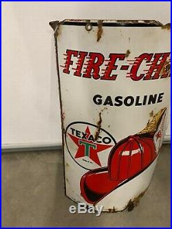 Vintage 1940 Porcelain Texaco Fire Chief Curved Gas Pump Sign Gas OIL
