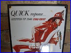 Vintage 1940 Texaco Fire Chief Porcelain Gas Station Pump Heavy Sign 12 X 8