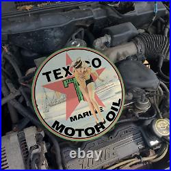Vintage 1940 Texaco Marine Motor Oil Gasoline Porcelain Gas & Oil Pump Sign Vintage 1940 Texaco Marine Motor Oil Gasoline Porcelain Gas & Oil Pump Sign
