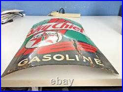 Vintage 1940 Texaco Sky Chief Gasoline Porcelain Pump Gas Station Sign