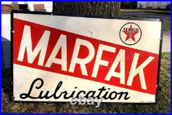Vintage 1940's Texaco Marfak Lubrication Advertising Sign Gas Station Pump Oil