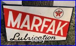 Vintage 1940's Texaco Marfak Lubrication Advertising Sign Gas Station Pump Oil