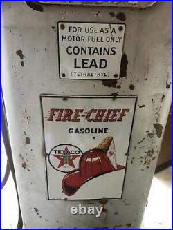 Vintage 1940s Erie Gas Pump model 77 Texaco Fire Chief original. Complete pump