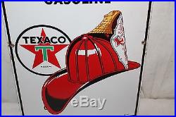 Vintage 1941 Texaco Fire-Chief Gasoline Gas Pump Plate 18 Porcelain Metal Sign