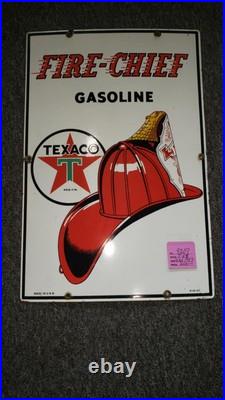 Vintage 1947 Original Texaco Fire Chief Porcelain Gas Pump Advertising Sign Vintage 1947 Original Texaco Fire Chief Porcelain Gas Pump Advertising Sign