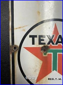 Vintage 1947 Texaco Fire Chief Gas Station Pump Plate 18 Porcelain Metal Sign