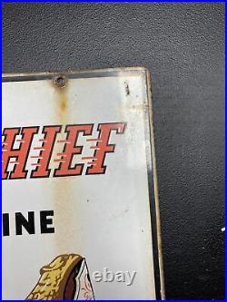 Vintage 1947 Texaco Fire Chief Gas Station Pump Plate 18 Porcelain Metal Sign