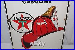 Vintage 1947 Texaco Fire-Chief Gasoline Gas Pump Plate 18 Porcelain Metal Sign