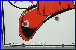 Vintage 1947 Texaco Fire-Chief Gasoline Porcelain Gas Pump Sign 12 X 18