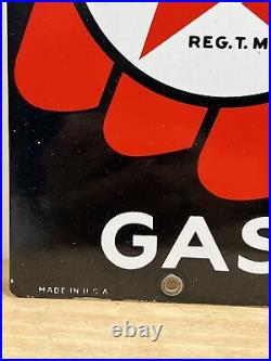 Vintage 1947 Texaco Sky Chief Gasoline Gas Pump Plate 18x12 Porcelain Sign