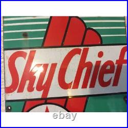 Vintage 1947 Texaco Sky Chief Gasoline Gas Pump Plate 18x12 Porcelain sign DL