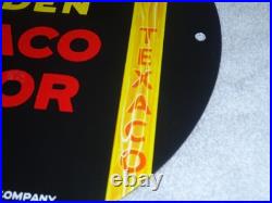 Vintage 1948 Clean, Clear Texaco Motor Oil 11 3/4 Porcelain Metal Gasoline Sign