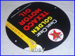 Vintage 1948 Clean, Clear Texaco Motor Oil 11 3/4 Porcelain Metal Gasoline Sign