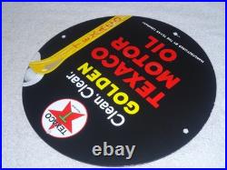 Vintage 1948 Clean, Clear Texaco Motor Oil 11 3/4 Porcelain Metal Gasoline Sign