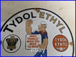 Vintage 1948 Flying A Tydol Gasoline Porcelain Gas Station Oil Pump Sign