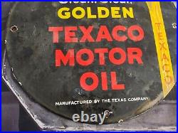Vintage 1948 Golden Texaco Motor Oil Gasoline Porcelain Gas Station Pump Sign