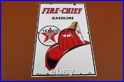 Vintage 1948 Nice Original Texaco Fire Chief Porcelain Gas Pump Advertising Sign