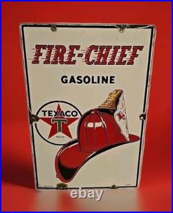 Vintage 1948 Original Texaco Fire Chief Gasoline Gas Pump Plate Porcelain Sign Vintage 1948 Original Texaco Fire Chief Gasoline Gas Pump Plate Porcelain Sign