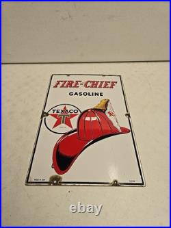 Vintage 1948 Original Texaco Fire Chief Gasoline Gas Pump Plate Porcelain Sign Vintage 1948 Original Texaco Fire Chief Gasoline Gas Pump Plate Porcelain Sign