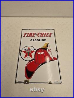 Vintage 1948 Original Texaco Fire Chief Gasoline Gas Pump Plate Porcelain Sign Vintage 1948 Original Texaco Fire Chief Gasoline Gas Pump Plate Porcelain Sign