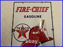 Vintage 1948 Original Texaco Fire Chief Gasoline Gas Pump Plate Porcelain Sign Vintage 1948 Original Texaco Fire Chief Gasoline Gas Pump Plate Porcelain Sign