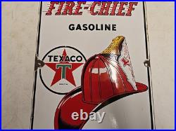 Vintage 1948 Original Texaco Fire Chief Gasoline Gas Pump Plate Porcelain Sign Vintage 1948 Original Texaco Fire Chief Gasoline Gas Pump Plate Porcelain Sign